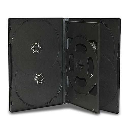 14mm 6 Disc DVD Case Black With 1 Tray Overlapping Design 50 Pack
