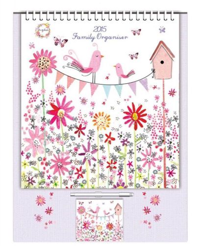 2015 daisy patch floral family organiser / planner with calendar, notepad &amp; pen for sale