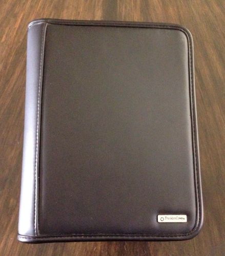 Franklin Covey Black Leather Daily Organizer Notebook Binder Business