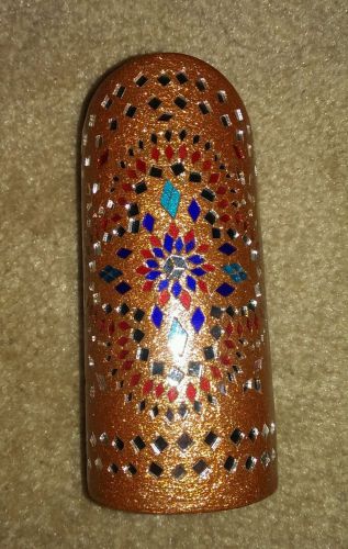 Decorative pencil brush holder gift ethnic golden color with mirror work artisan for sale