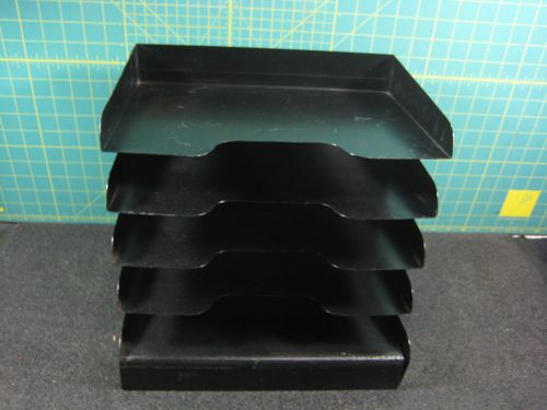 BLACK Buddy Products 5 Tiers Metal In Out Box Paper Sorter File Organizer Tray 1
