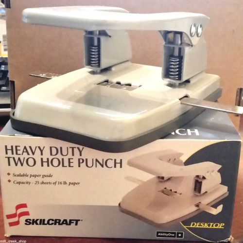 SKILCRAFT TWO HOLE PAPER PUNCH 25 SHEETS OF 16 LB PAPER SCALABLE HEAVY DUTY DESK