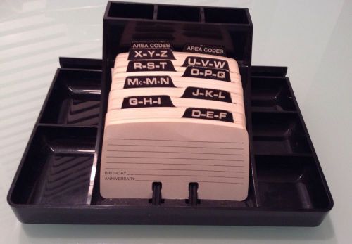 ROLODEX RPO-1000 Vintage Tray Card File Organizer Black 2 1/4 x4&#034; Cards A-Z Dividers
