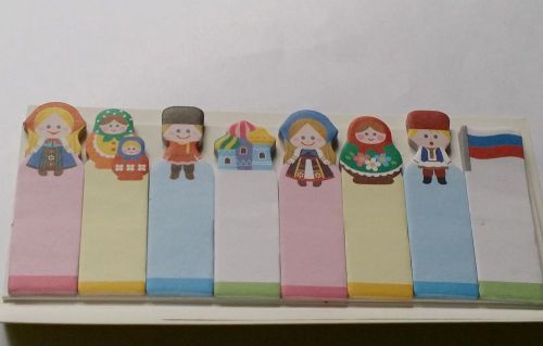 Total 1 Set Cute Russia World Costume Sticky Marker / Note pad for DIY Book Mark