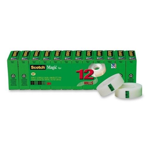 3M 810K12 Magic Tape 3/4inx1000in 12/PK Clear