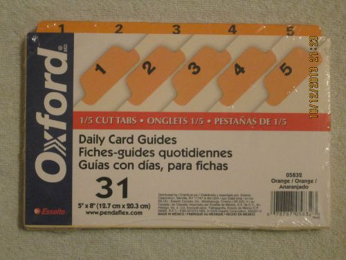 3 - Oxford 31 Daily Card Guides, 1/5 Cut Tabs Orange, 5&#034; x 8&#034; - 05832