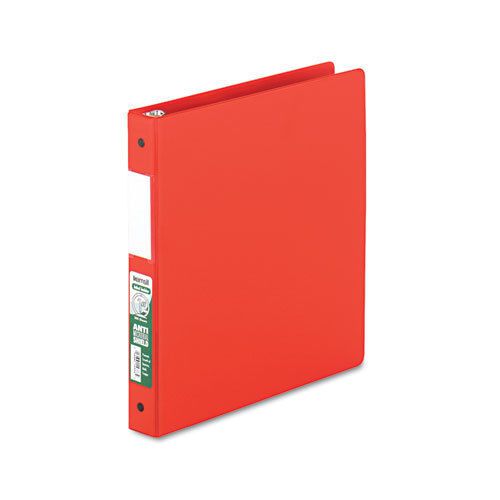 Clean Touch Antimicrobial Locking Round Ring Binder, 11 x 8-1/2, 1&#034; Cap, Red