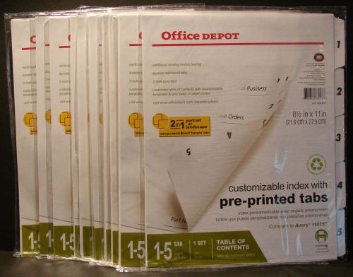 14- Office Depot (Avery 11075) 5 Tab PrePrinted dividers, 3 hole, customizable