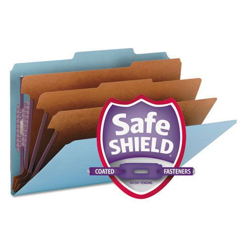 3&#034; expansion classification folders, 2/5 cut, legal, eight-section, blue, 10/box for sale