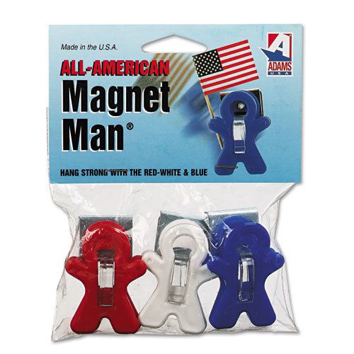 Magnet Man Clip, Plastic, Assorted Colors, 3/Pack