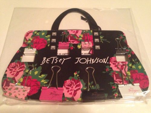 Betsey Johnson 8 Fashion Designer Floral Binder Clips Office School: NWT
