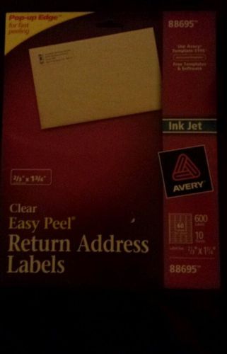 4  new package AVERY CLEAR EASY PEEL RETURN ADDRESS LABELS  88695