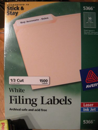 Avery® White File Folder Labels for Laser &amp; Inkjet Printers 5366, 2/3&#034; x 3-7/1