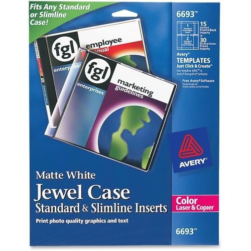 Avery Jewel Case Insert - 5.25&#034; x 4.50&#034; - Matte - 30 / Pack - White