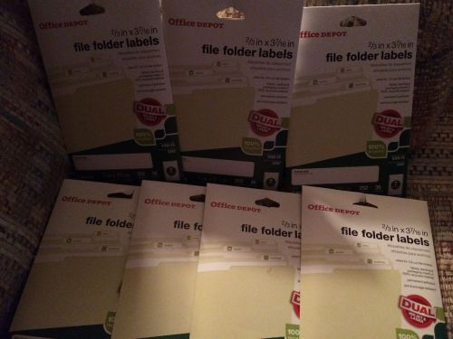 100% Recycled File Folder Labels, 2/3&#034; x 3 7/16&#034;, White 252 Labels LOT OF 7