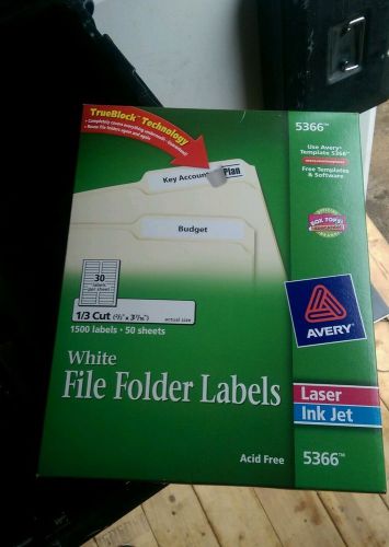 1500 Avery 5366 White File Folder Labels 1/3 Cut 50 Sheets NEW