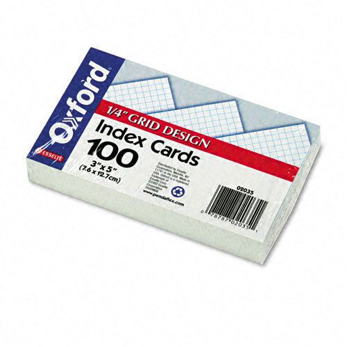 Oxford grid index cards, 3 x 5, white, 100/pack for sale