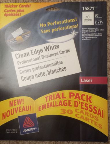 30 Avery Laser Clean Edge White Professional Business Cards 15871