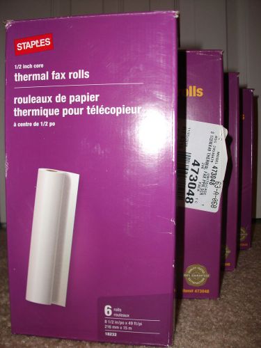 4 Boxes - Thermal Fax Rolls, 1/2&#034; Core, 6 Rolls/Box, 24 Rolls Total!