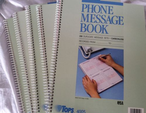 5 Telephone Duplicate Message Books  Tops 4005 Lot 200 Messages Per Book
