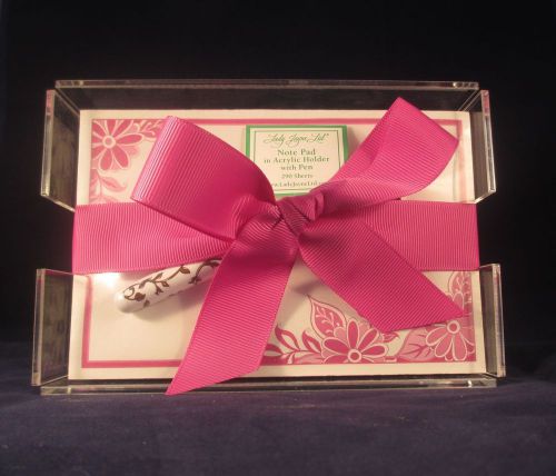 Lady Jayne Ltd note pad in acrylic holder with pen NIB