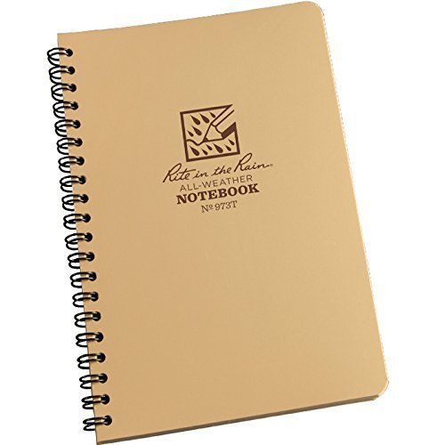 Rite in the rain 4 5/8&#034; x 7&#034; tan spiral notebook new for sale