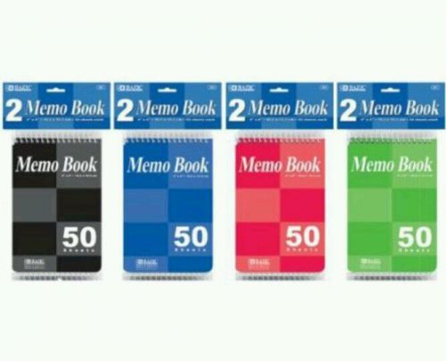 BAZIC Memo Book 50 Sheets 4&#034; X 6&#034; Top Bound Spiral, 2 Pack