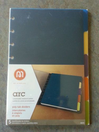 Staples Arc Notebook Poly Index Dividers, 5.8&#034;x8.5&#034;, Set of 5 Assorted Colors