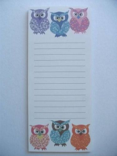 Magnetic List Note Pad Paper Coloured Owls To Do List Shopping List Reminder