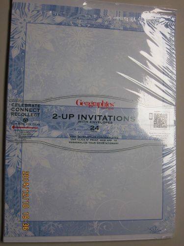 Geographics 2-Up Invitations w/ envelopes 24/pk Snowflake Holiday Stationery Set