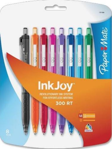 PAPER MATE INKJOY 300 RT RETRACTABLE MED BALL POINT PENS, ASSORTED COLOR, 8 PACK