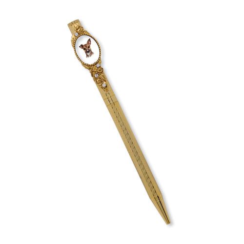 Gold-tone Chihuahua Crystal Refillable Ball-point Pen