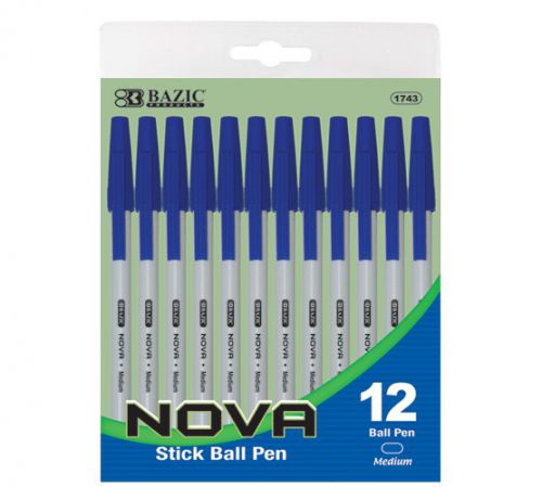 BAZIC Nova Blue Color Stick Pen (12/Pack), Case of 24