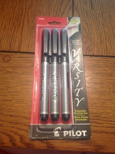 PILOT VARSITY DISPOSABLE FOUNTAIN PENS 3 TOTAL ASSORTED COLORS