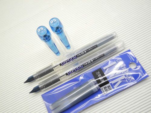 4pen+8 cartridge Platinum Preppy 0.5mm Stainless Fountain Pen w/cap Blue(Japan