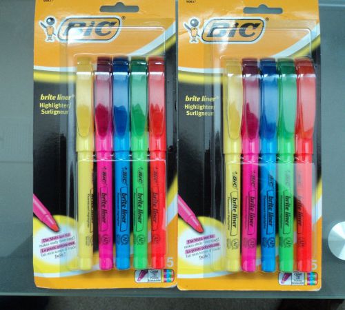 Lot of 2 - Bic Brite Liner Highlighter 90837 Multi-Color 5 Pack - A Total of 10