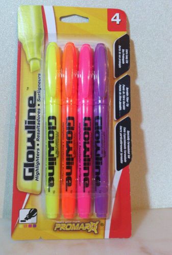 Highlighters by Glowline 4 pk yellow orange pink purple  New in sealed package