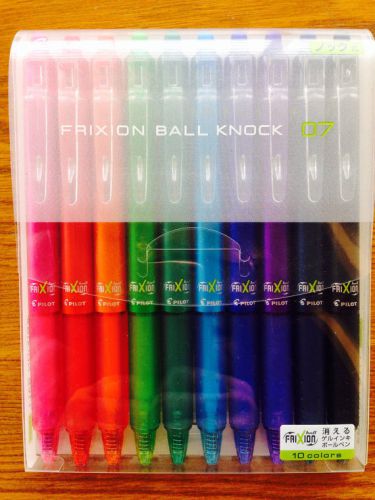 Pilot Frixion Ball Knock 0.7mm Erasable Gel Ink Pens - 10 Colors Set