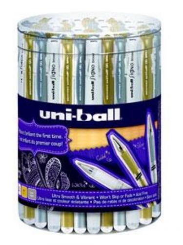 Sanford uni-Ball 207 Impact Gel Pen Canister 36 Count White Gold &amp; Silver