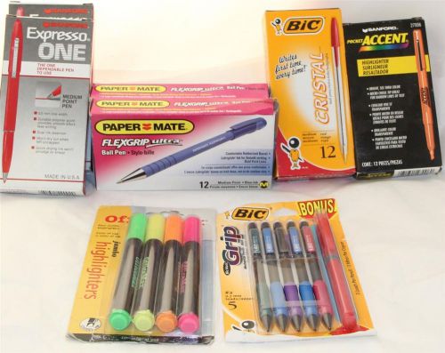 Office Supplies Lot 8 Pkgs Pens Pencils Highlighters Sanford Bic Paper Mate Bic