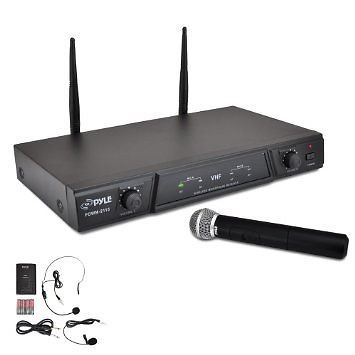 Pyle PDWM2115 Wireless Microphone System with Handheld, Lavaliere Mics and Belt