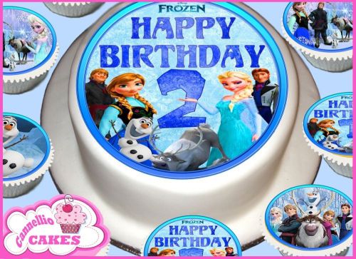 Frozen 2nd birthday 19cm cake top + 30 cupcake topeprs thick paper 8925 for sale