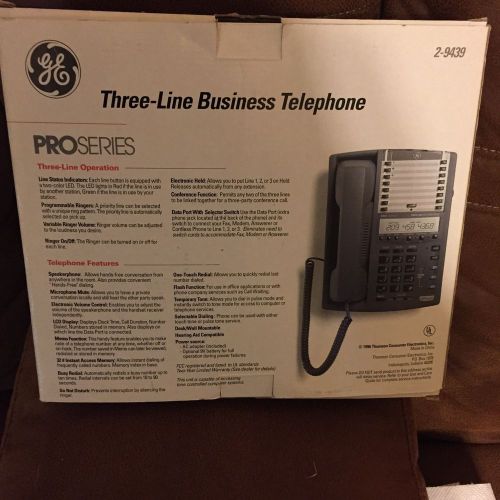 GE 3 Line Corded Business Telephone Proseries 2-9439 with power cord, LCD Screen