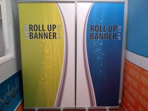 Exhibition retractable double sided roll up banner stand with print for sale