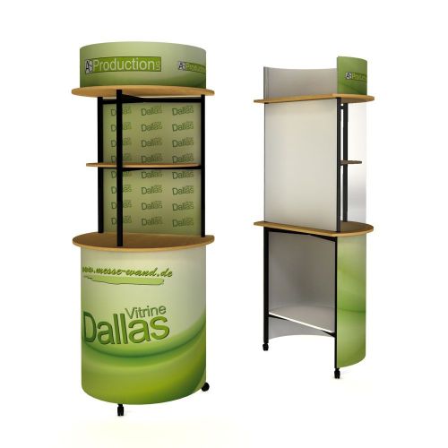 Vitrine dallas, werbetheke dallas, werberegal mit 3 druckflachen for sale