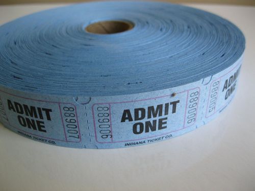 2000 Blue Admit One Single Roll Consecutively Numbered Raffle Tickets 10 Rolls