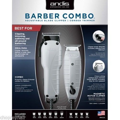 New andis barber combo us-1 clipper &amp; t-outliner gto trimmer 04710 + guides for sale