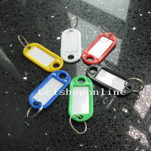 50 pcs Plastic Key ID Label Tags Split Ring keyring FOURFOURFOUR