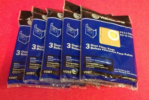 Vacmaster VDBT - Qty 5 Dust Filter Bags (Pack of 3) - 15 Filters Total