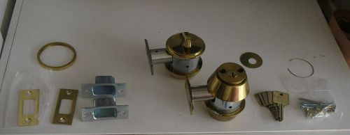 Lot of 2 Medeco Maxum Deadbolts, Bright Brass Double and Single Cylinders